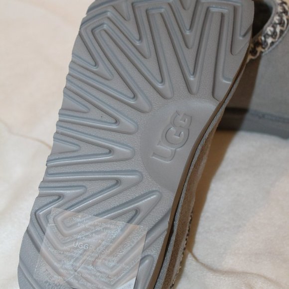 NIB UGG MEN'S TASMAN LOGO SUEDE SHEARLING SLIP‎ ON SLIPPERS GRAY - Picture 7 of 8